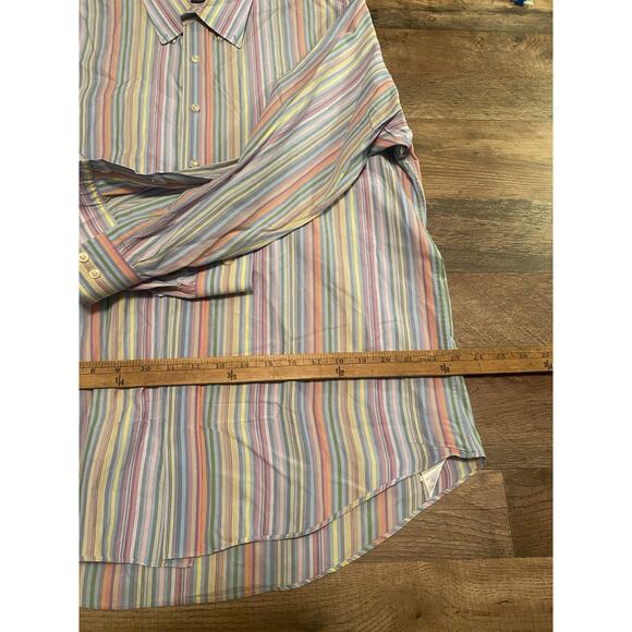 Lands End Men’s Dress Shirt Size L Multi Colored Stripes - Picture 7 of 7